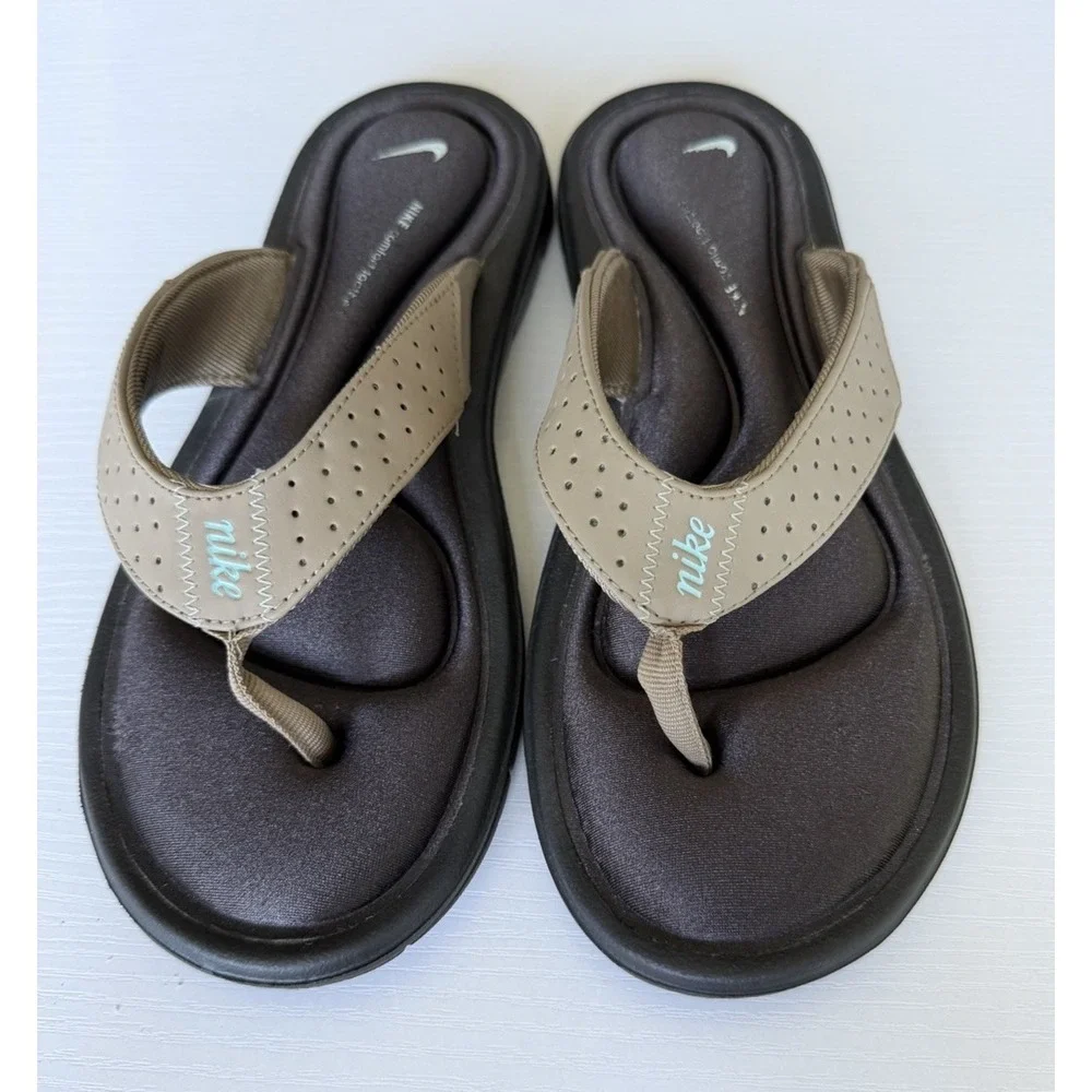 Nike Women's Comfort Footbed Sandal Size 8 Brown Flip Flops Thong Slides - Picture 2 of 9